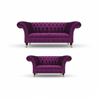 Lila Chesterfield Sofas Couchen 2tlg Wohnzimmer Luxus Textil Möbel Polstersofa