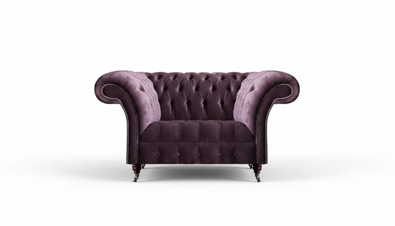 Lila Chesterfield Textil Dreisitzer Moderne Wohnzimmer 3-Sitzer Couch
