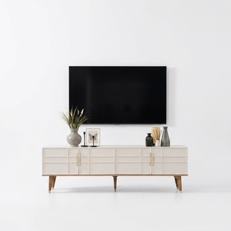 Lowboard TV Ständer Sideboard Modern Schrank RTV Wohnzimmer Weiß Holz