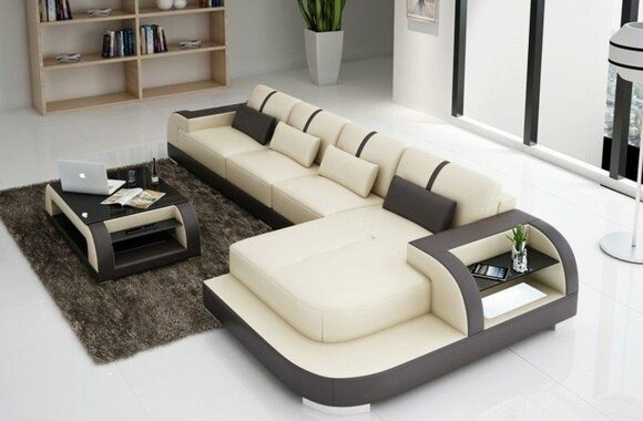 Leder L Form Wohnlandschaft Couch Big XXL Sofa Polster Ecke Garnitur