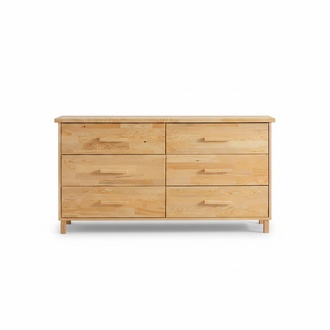 Luxuriöse Beige Kommode Schlafzimmer 6-Schubladen Holz Ablage Kommode