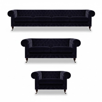 Luxuriöse Blaue Chesterfield Couchen Exklusiver 4-Sitzer Polstersessel