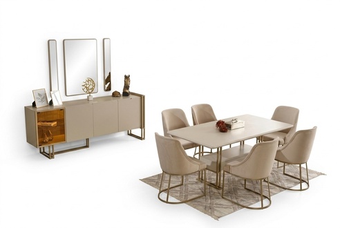Esszimmer Set Esstisch + 6x Stühle + Sideboard + 3x Spiegel 11tlg