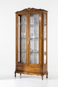 Luxuriöse Glasvitrine Schränke braunem Holz Klassische Möbel Vitrine Schrank