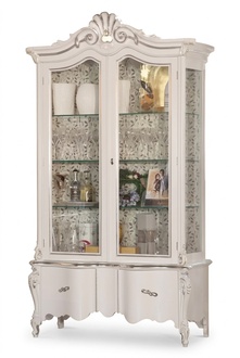Luxuriöse weiße Holzvitrine mit klassischem Möbeldesign Schrank Vitrine