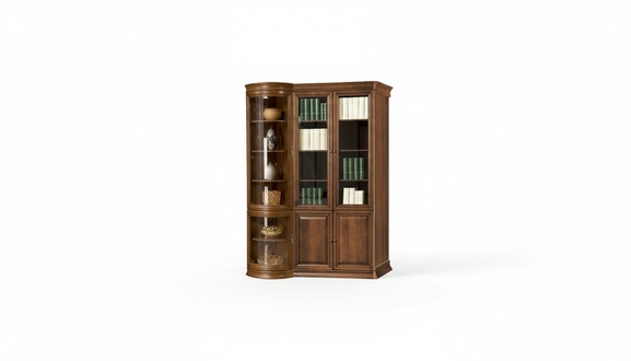 Luxuriöser Brauner Büroschrank Schrank Vitrine Holzschrank Glastüren