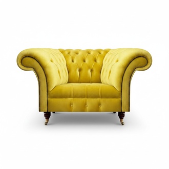 Luxuriöser Chesterfield Textilsessel Wohnzimmer Polster Einsitzer Sessel