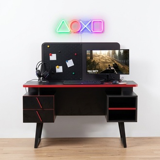 Luxuriöser Schwarz-roter Gaming Tisch Designer Jugendzimmer Holz Tische