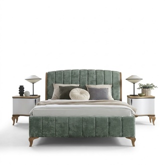 Luxuriöses Schlafzimmer Bett + 2х Nachttische Komplett Möbel Elegantes Set 3tlg
