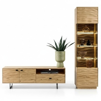 Luxuriöses TV-Lowboard Wohnzimmer Vitrine Braun Medienmöbel Set