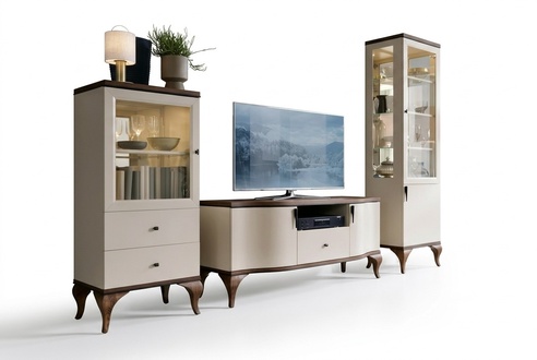 Luxuriöses Wohnzimmermöbel Set 2x Vitrinen + TV-Lowboard Stilvoller Komplett