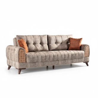 Luxus 3 Sitzer Sofa Wohnzimmer Möbel Elegant Sofa 230cm Textil Braun Neu