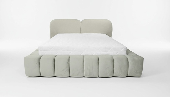 Luxus Bettrahmen 180x200 cm Farbe Grau Kopfteil Betten Schlafzimmer Möbel