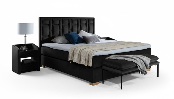 Luxus Boxspring Bett Schwarz Blaue Betten Schlafzimmer Möbel Design Doppel Hotel