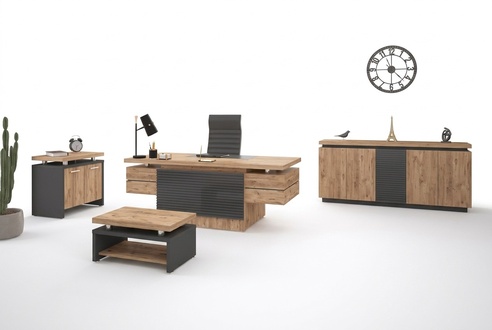 Luxus Büro Garnitur Arbeitszimmer Möbel Schreibtische Schrank 4tlg