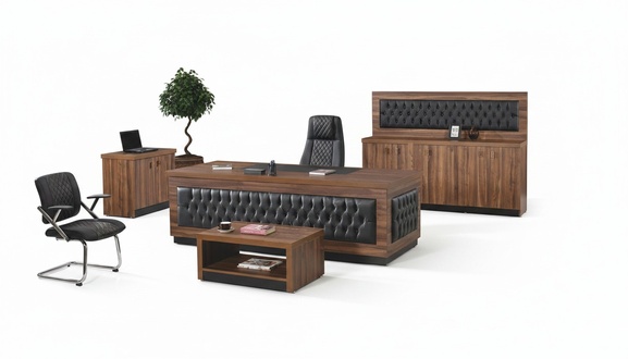 Luxus Büromöbel Komplettbüro Schreibtisch Büro Set 4tlg Holz Braun