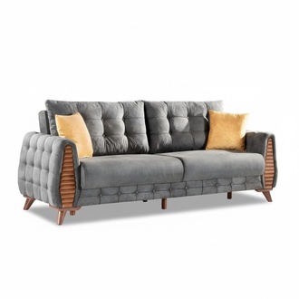 Luxus Chesterfield Sofa 3 Sitzer Couch Textil Modern Sofas Grau