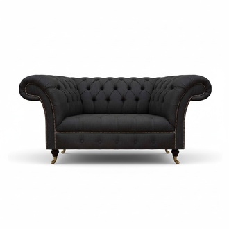 Luxus Chesterfield Sofas Designer Schwarzer Zweisitzer Wohnzimmer Möbel