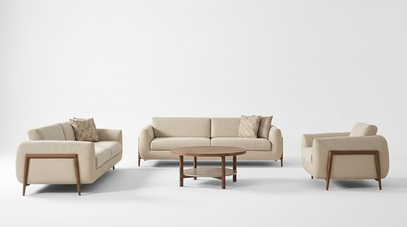 Luxus Couchen Polstersofa Beige Komplette Dreisitzer Sessel 3tlg Sofas