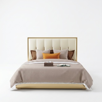 Luxus Design Leder Bett Metall Gold Betten Polster Hotel Schlafzimmer 180x200cm
