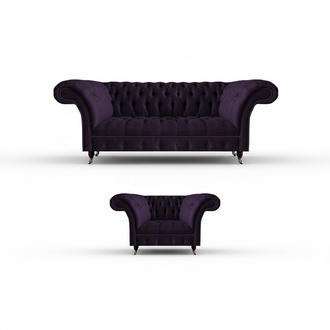 Luxus Designer Lila Garnitur Einrichtung Dreisitze Sofa Neu Sessel Chesterfield