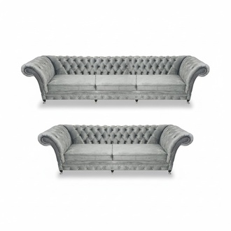 Luxus Designer Sofagarnitur Wohnzimmer Grau Wohnzimmer Polstermöbel Chesterfield