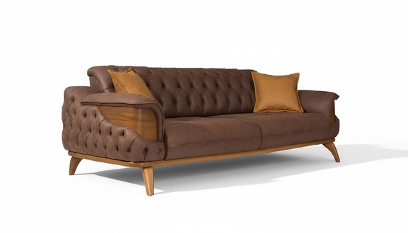 Luxus Dreisitzer Chesterfield Couch Möbel Couchen Braun Sofas Leder Polster Neu