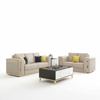 Luxus Edelstahl Leder Couch Polster Sitz 3+2+1 Set Garnitur Sofa Wohnzimmer