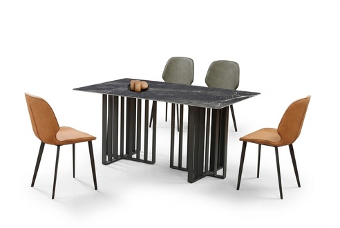Luxus Esstisch Edelstahl Marmor Imitation Stein Tisch Esszimmer 180x90cm Neu.