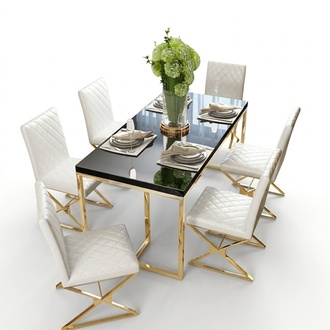 Luxus Esstisch Esszimmer Möbel Einrichtung Tisch Metall Gold Tische Esstische