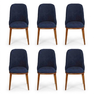 Luxus Esszimmer Blau 6x Stühle Holz Möbel Stühle Stilvoll Design Einrichtung