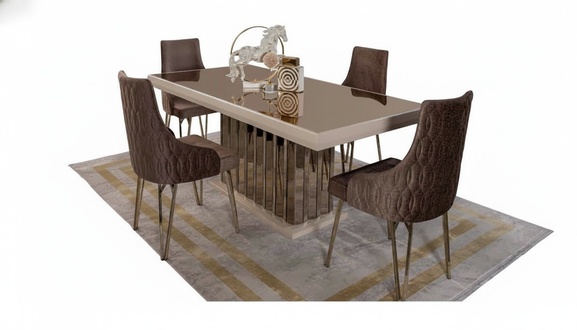 Luxus Esszimmer set Esstisch 4x Stühle Stuhl Textil Essgruppe Garnitur