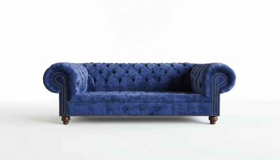 Luxus Klasse Chesterfield Blaue Textil Stoff Sofa Couch Sofas Couchen