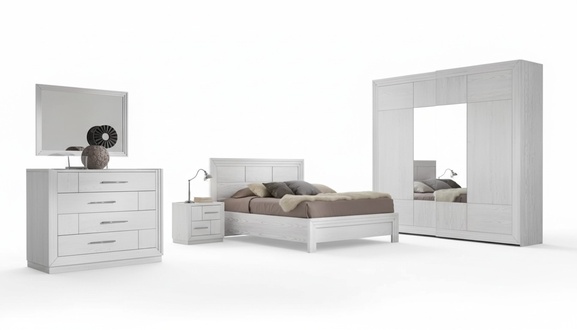 Luxus Komplettes Schlafzimmer Set Bett 2x Nachttische Kleiderschrank