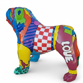 Luxus Laden Dekoration Handbemaltes Hund Figur Statue Skulptur Deko
