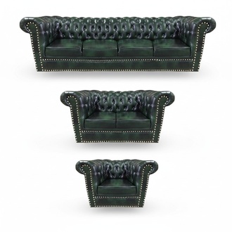 Luxus Ledersofa Komplett Sofagarnitur 3tlg Chesterfield Wohnzimmer Sessel 4+2+1