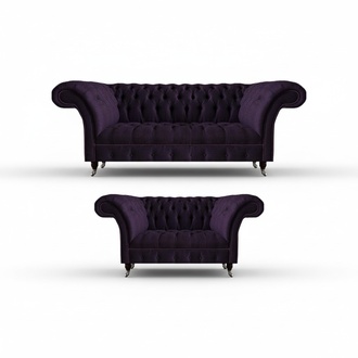 Luxus Lila 2x Sofas Einrichtung Wohnzimmer Garnitur Polstermöbel Chesterfield