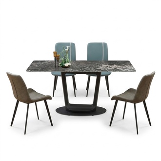 Luxus Möbel Design Esszimmer Garnitur Essgarnitur Stühle Tisch Gruppe 5tlg. Set.