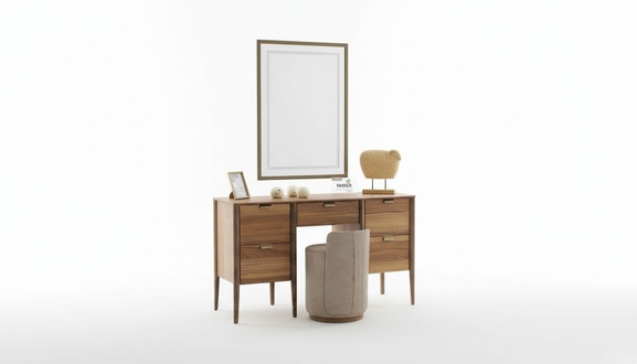 Luxus Möbel Design Schminktisch mit Spiegel Braun Neu Schlafzimmer Möbel