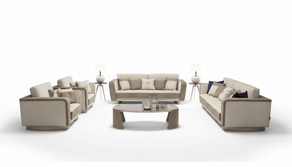 Luxus Möbel Sofagarnitur Couch Sofa Polster 3 3 1 1 Sitzer Couchtisch Holz 5tlg.