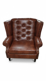 Luxus Ohrensessel Chesterfield Sessel Leder Braun Couch Modern