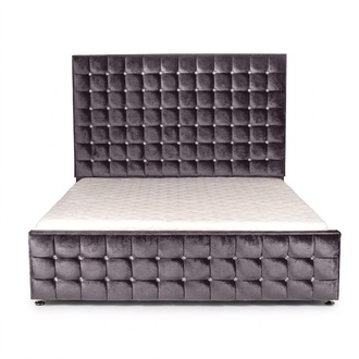 Luxus Samt Textil Bett Doppel Betten Chesterfield mit Kristallsteinen 180x200cm