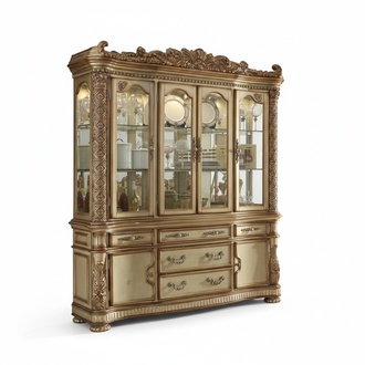 Luxus Schaufenster Vitrine Vitrinen Glas Schrank Antik Stil Barock Rokoko Holz