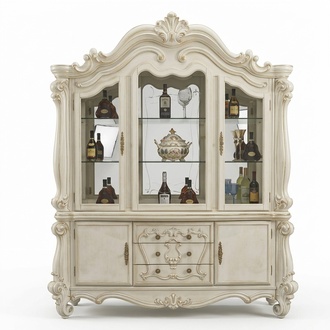 Luxus Schaufenster Vitrine Vitrinen Glas Schrank Antik Stil Barock Rokoko Holz