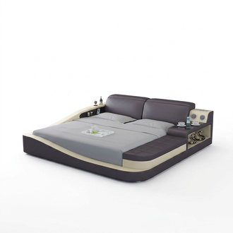 Luxus Schlafzimmer Bett Polster Design Leder Doppel Hotel Betten Textil 180x200