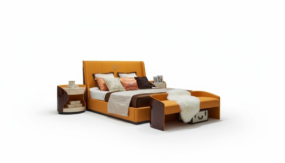 Luxus Schlafzimmer Doppelbett Bett 180x200cm Leder Neu Hotel Betten Bettgestell