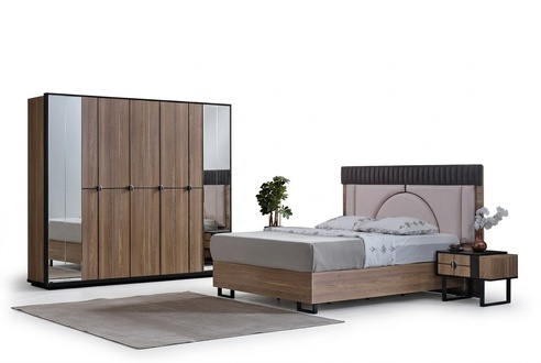 Luxus Schlafzimmer Set 4 tlg. Bett 2x Nachttische Kleiderschrank