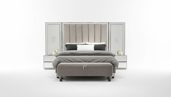 Luxus Schlafzimmer-set Bett + 2x Nachttische + Bank 4tlg. Neu