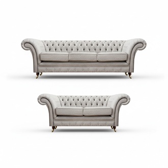Luxus Set 2tlg Dreisitzer mit Zweisitzer Sofas Chesterfield Polstermöbel Sitz