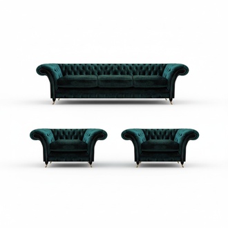 Luxus Set Komplett 3tlg Wohnzimmer 2x Sessel Polstermöbel Sofa Couch Dreisitzer